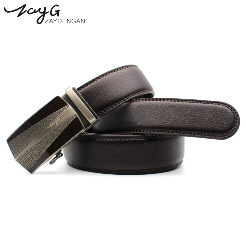 

ZAYG belt men leather mens belts luxury men black brown genuine leather belt men brand fashion metal automatic buckle leather