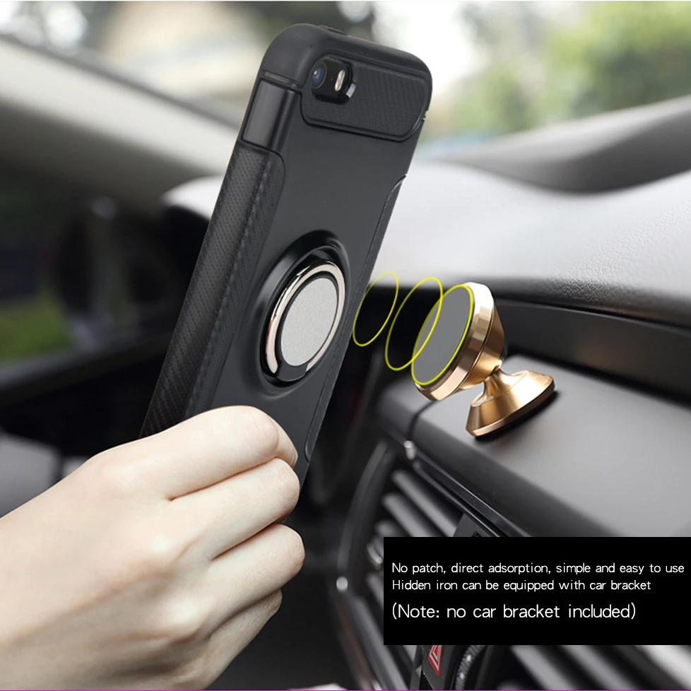 KEYSION Case for iPhone 5 5S SE Car Holder Stand Magnetic Suction Bracket Finger Ring TPU + PC Cover i5se |