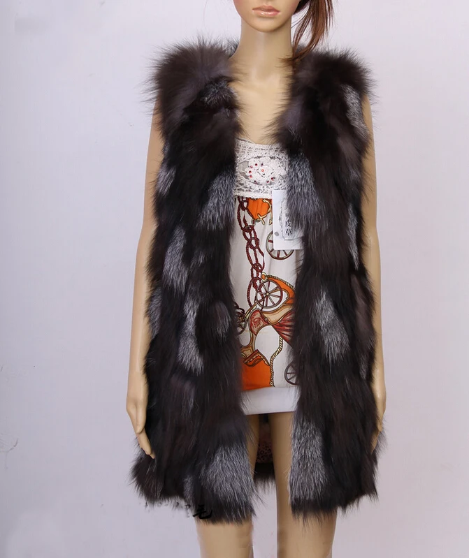 Женский жилет с лисьим мехом зимний из натурального меха бесплатная доставка FP577