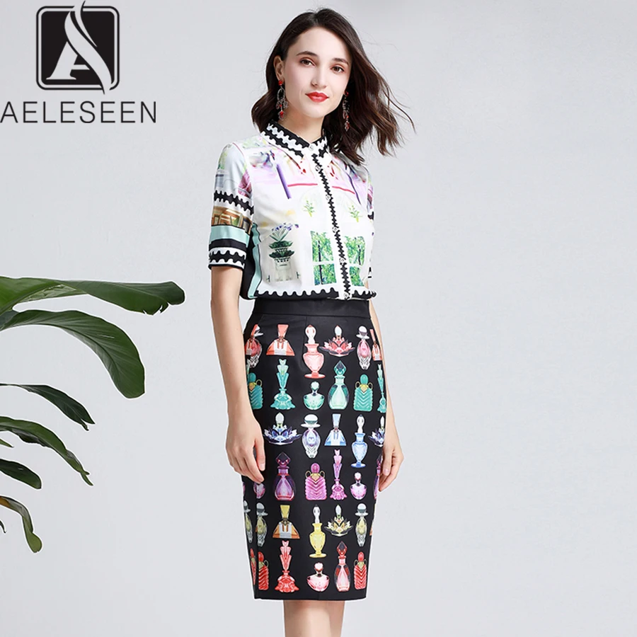 Женский офисный костюм AELESEEN Белый однобортный Топ с отложным воротником и черная