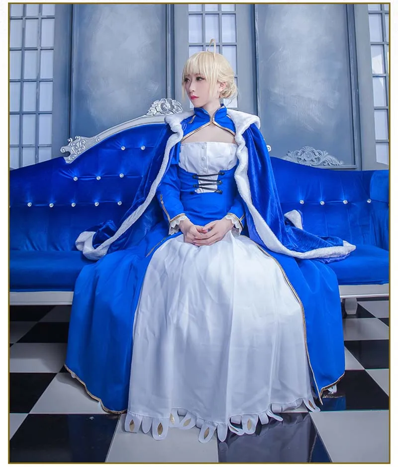 FGO Fate/Extella Saber; костюм для косплея; синее платье; Arturia Pendragon; сине-белый боевой костюм; Карнавальная Униформа на Хэллоуин