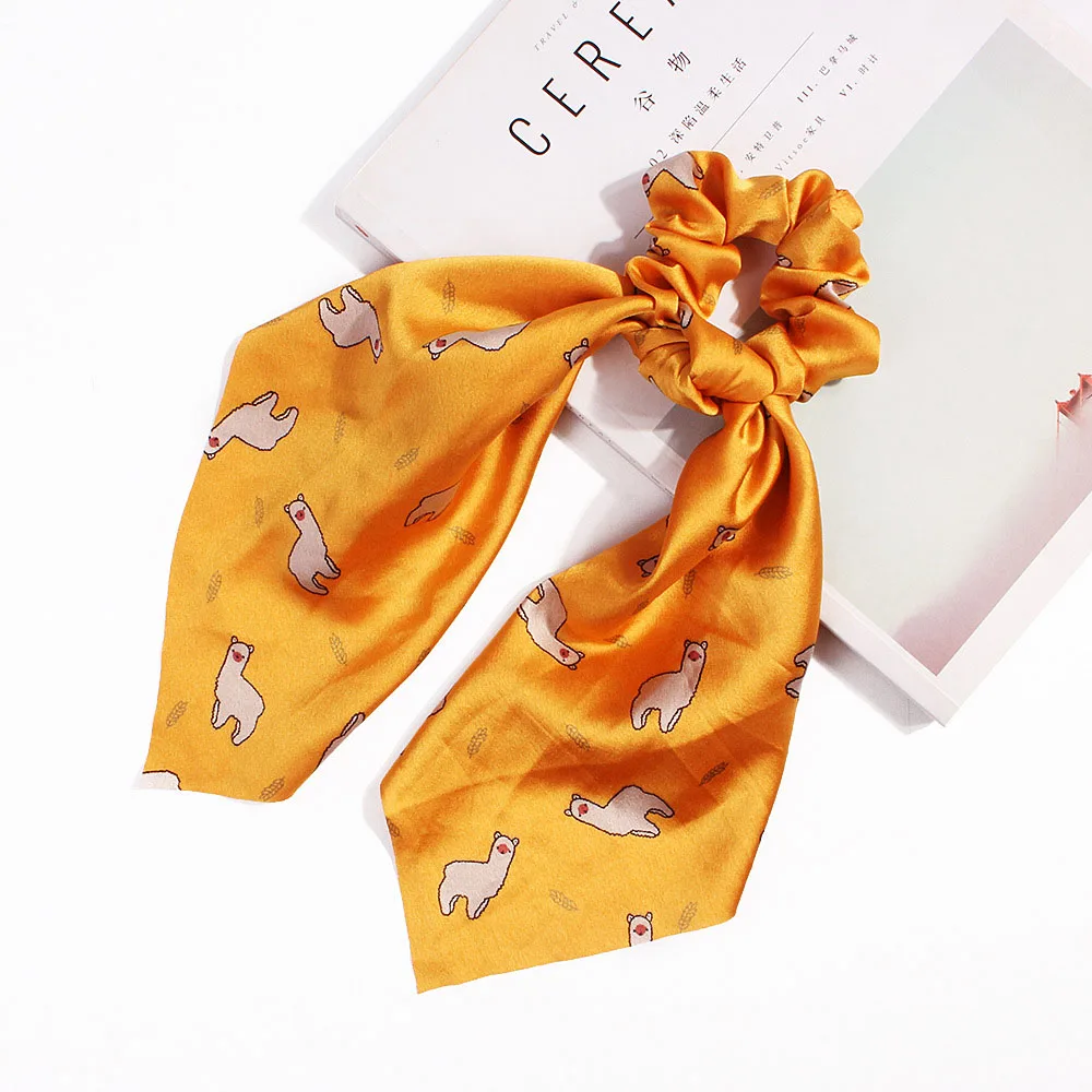 Ленточные резинки для волос с принтом в виде банта для женщин и девушек, лента для волос, заколка для волос в виде конского хвоста, аксессуары для волос