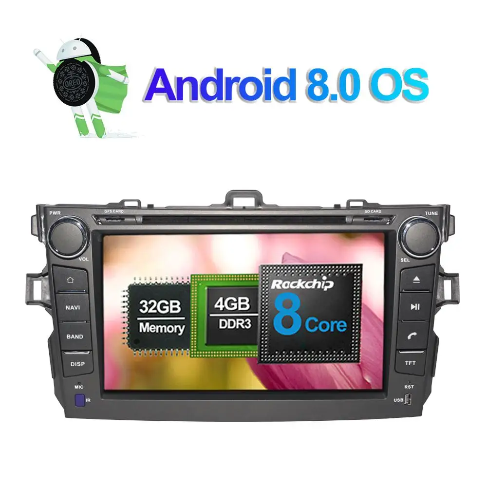 8 дюймов Android 7 1/8 0 Восьмиядерный 4 Гб RAM автомобильный DVD GPS навигация для Toyota Corolla 2006