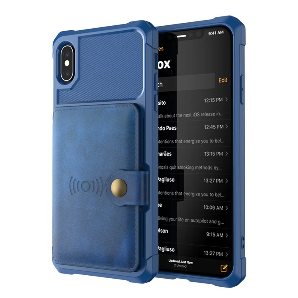 Blue Роскошный Кожаный Автомобильный Магнитный кошелек чехол для телефона для iPhone 7 8 Plus XR XS Max многофункциональный чехол с откидной крышкой для карт для iPhone X XS 6 6s - Цвет: Blue