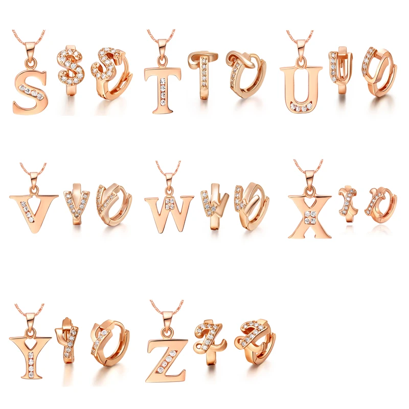 Новые наборы ювелирных изделий ожерелье серьги Свадебные аксессуары буквы S T U V W