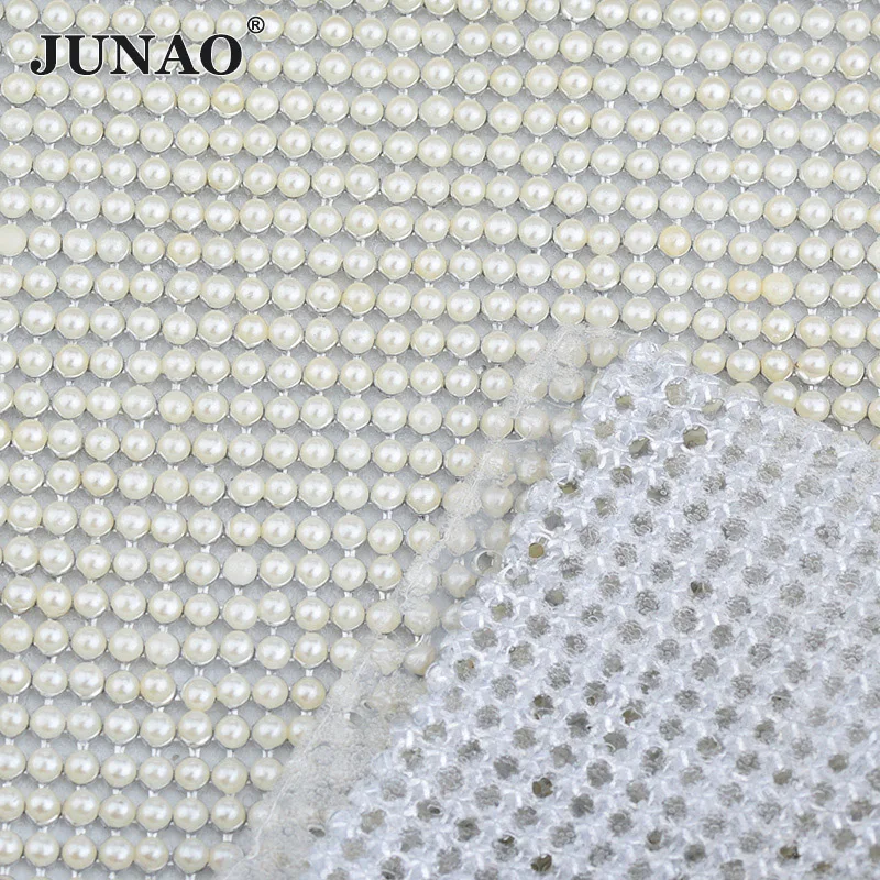 JUNAO 45*120 см белый жемчуг алюминиевая сетка исправление стразы отделка шитье Бисер