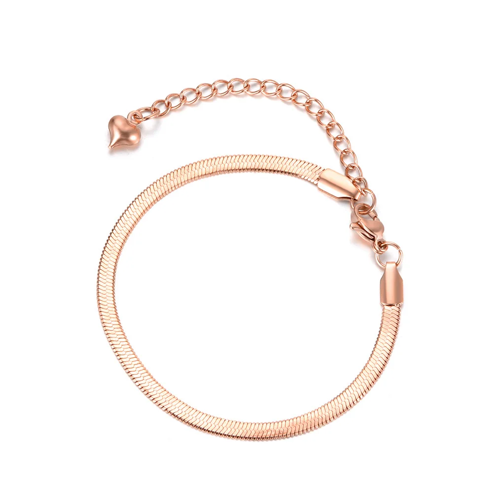 YiKLN Мода Jewelry змея из нержавеющей стали цепи& тонкий браслет Роза Шарм-браслет золотистого цвета для Для женщин Chirstmas подарок YB18075 - Окраска металла: Покрытие из розового золота