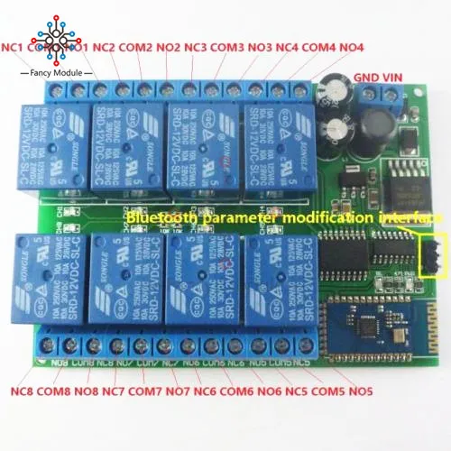 12 В постоянного тока 8 каналов для Android телефона Bluetooth управления релейный модуль