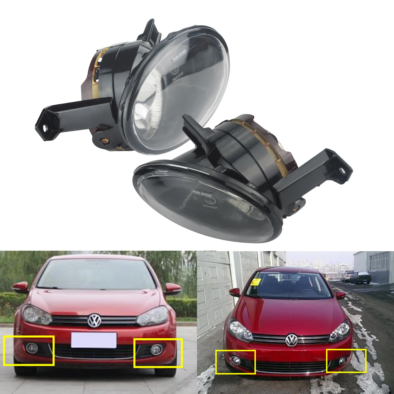 

ANGRONG 2x Front Fog Light Lamps Left & Right No Bulbs For VW Golf MK6 6 Plus Jetta Eos Touran