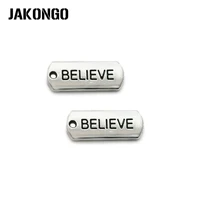 jakongo antique silver plated believe charm pendant fit bracelets jewelry findings accessories making craft diy 21x8mm