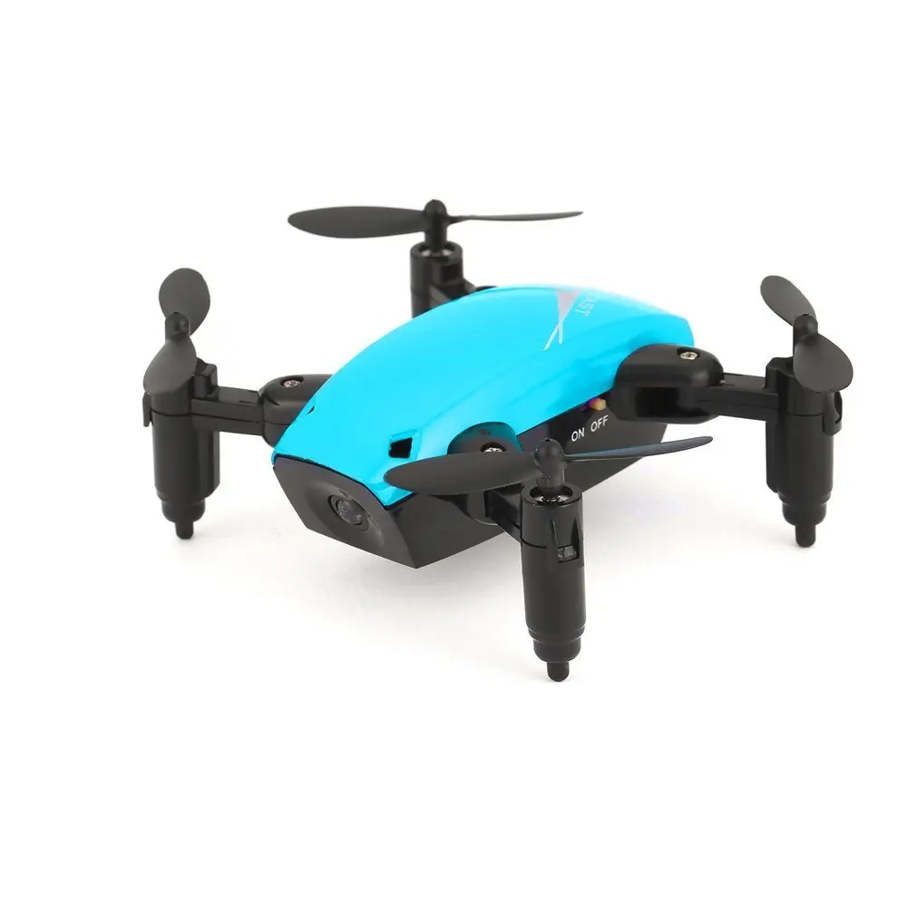Blue 2,4G мини-Дрон S9 без камеры RC вертолет складной Дрон удержание высоты RC Квадрокоптер Безголовый H/L переключатель скорости Дрон с светильник - Цвет: Blue