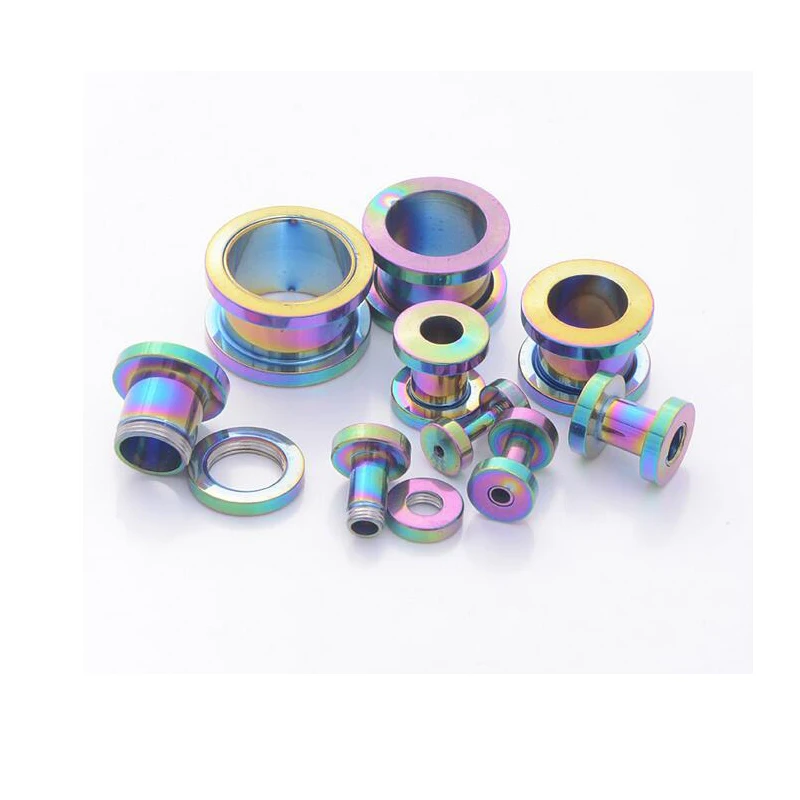 Ушные штекеры и туннели 1 шт. из нержавеющей стали многоцветные круглые украшения для тела - сексуальные аксессуары для женщин.