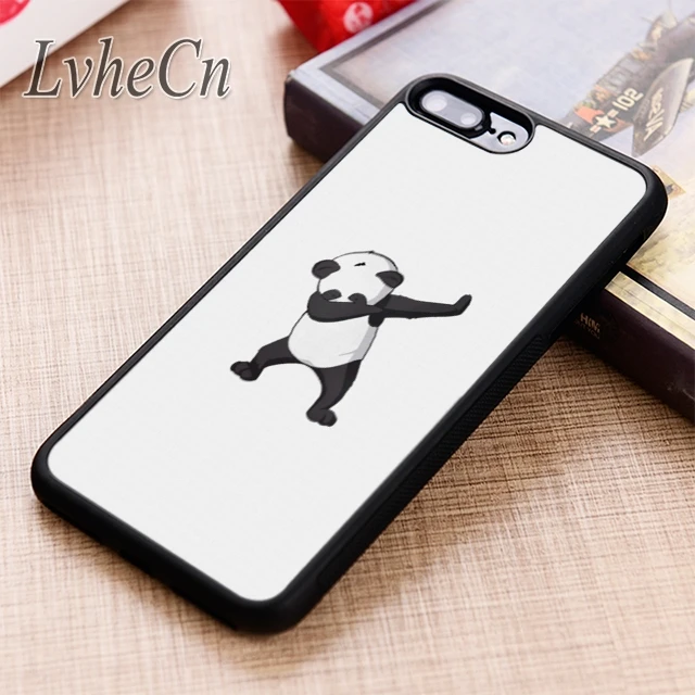 LvheCn Забавный чехол для телефона с пандой iPhone 5 6 6s 7 8 plus X XR XS max 11 12 Pro Samsung Galaxy S7 S8 S9
