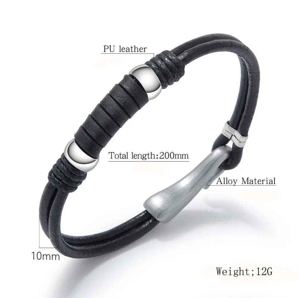 Винтажный Мужской Браслет из натуральной кожи простой браслет с