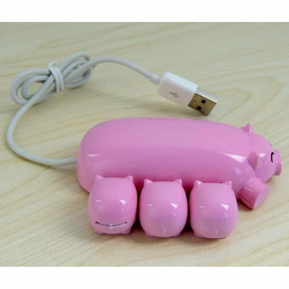 2016 Самый Новый СИМПАТИЧНЫЙ Розовый Мини Мультфильм Свинья USB Hub Один перетащить