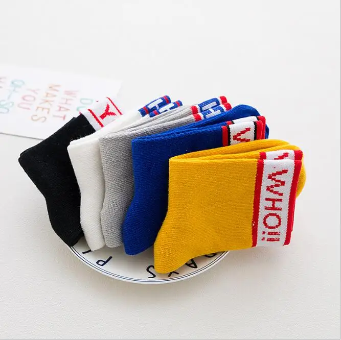 5 пар в упаковке новые детские носки на осень и зиму с надписями