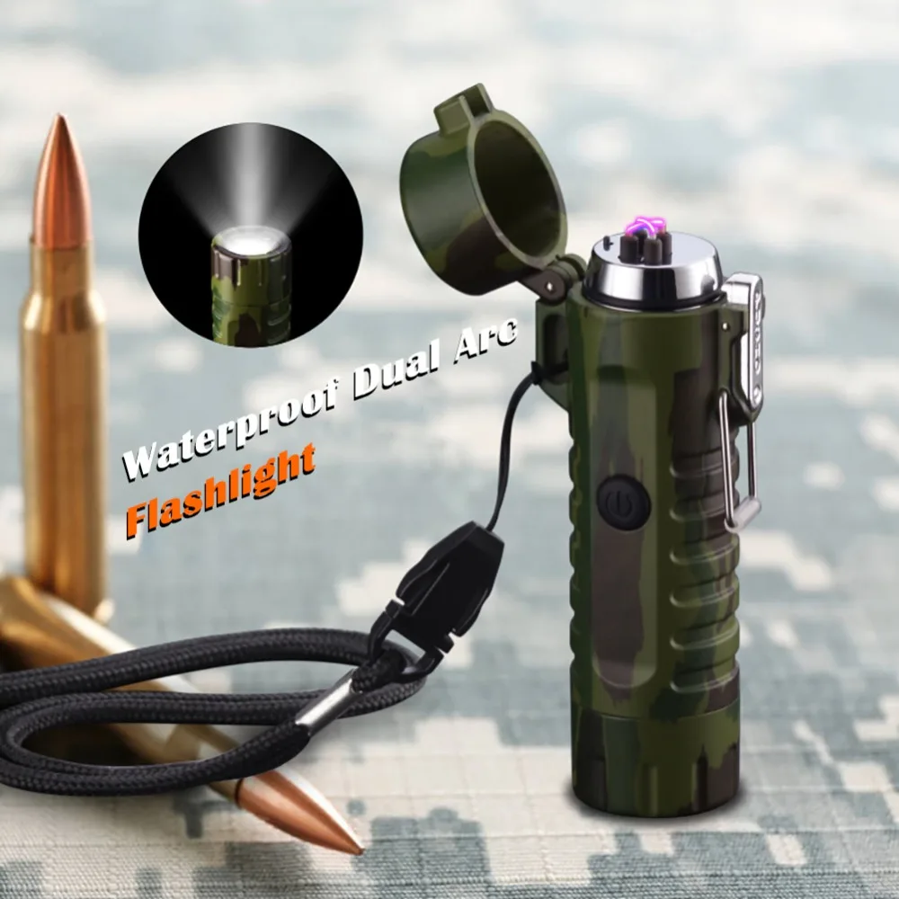Водостойкая USB плазменная Зажигалка двойная дуга для активный отдых Спорт
