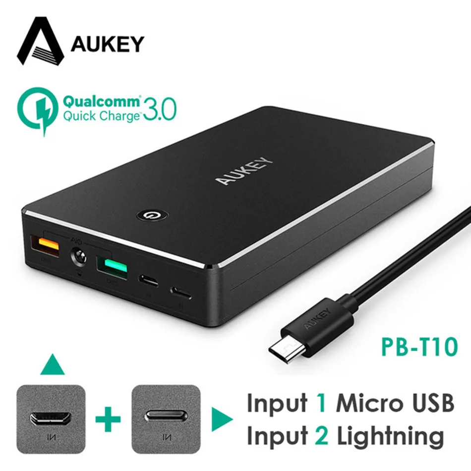 AUKEY 20000 мАч Мощность банка для Xiaomi Mi 6 5 Quick Charge 3 0 банк Портативный телефон внешний