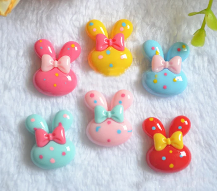 

100pcs Resin Flatback Mixed Colors Rabbit Head For Scrapbooking Craft Decoration