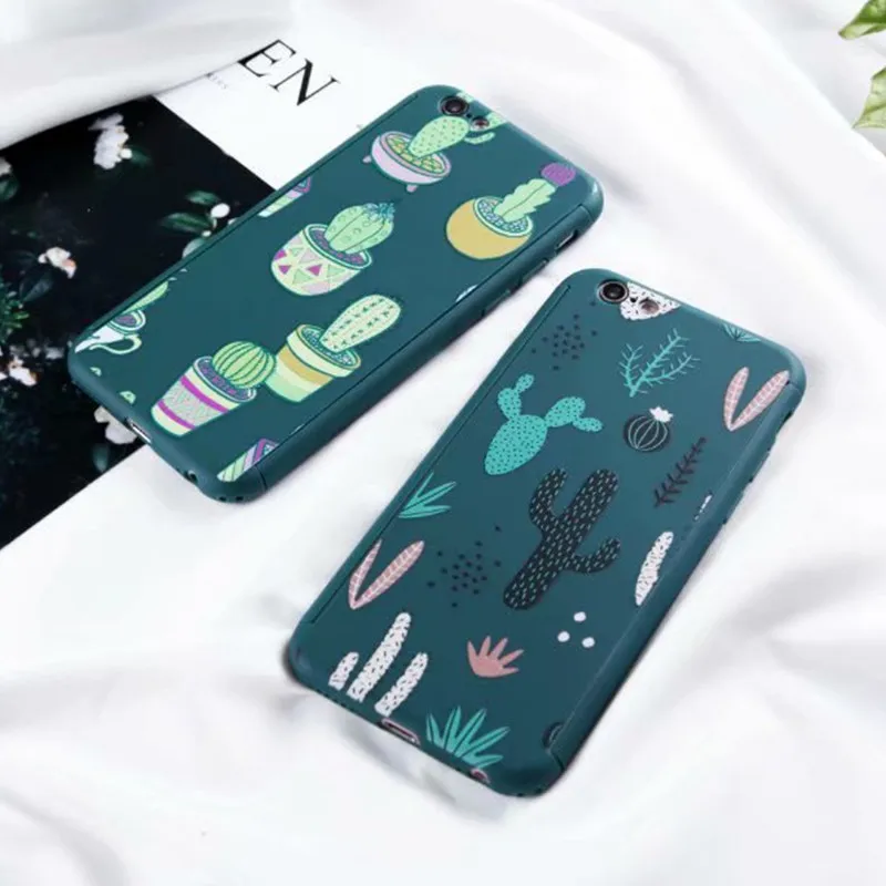 FTAIDKJ 360 градусов Полная защита Жесткий ПК чехол для iPhone 6S 7 8 Plus X XR XS Max милый