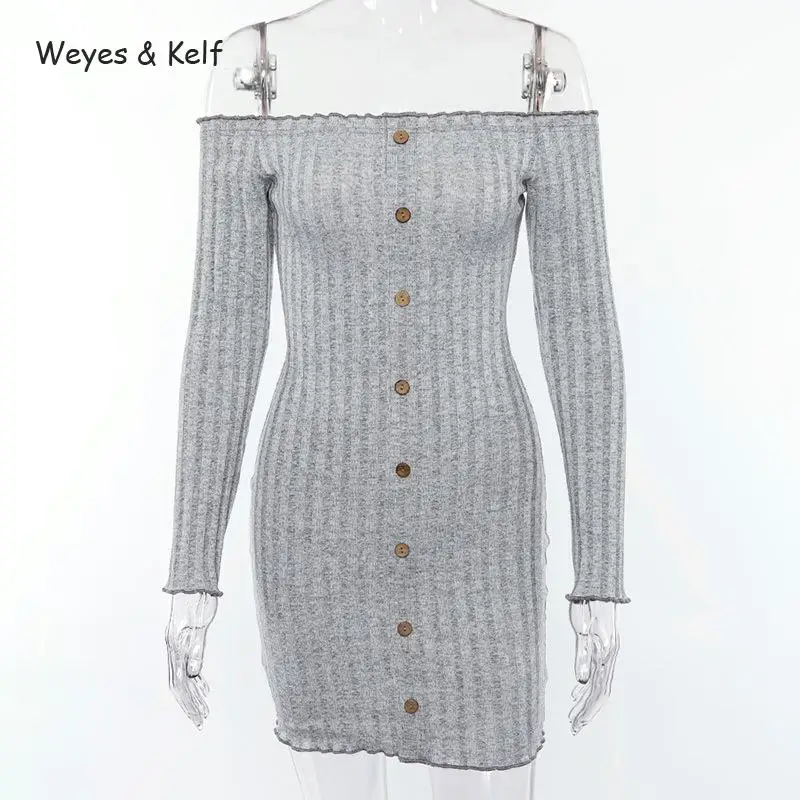 Женское однобортное мини-платье Weyes &amp Kelf облегающее платье с открытыми плечами и