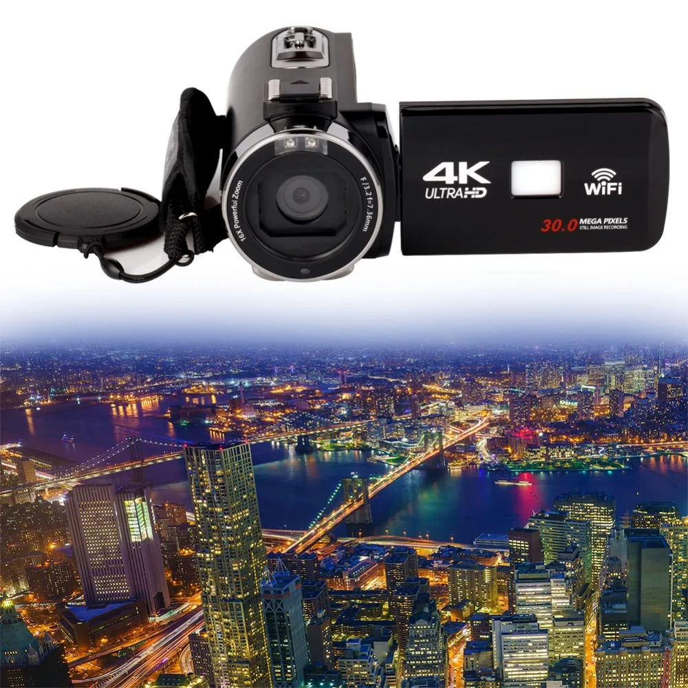 4K камера wifi видеокамера Kimire Ultra HD Цифровая видеокамера 30.0MP рекордер 3,0 дюймов 270 градусов вращение сенсорный экран 16X зум