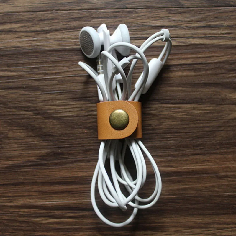 Портативный usb кабель кожаный чехол для намотки наушников Корейская гарнитура