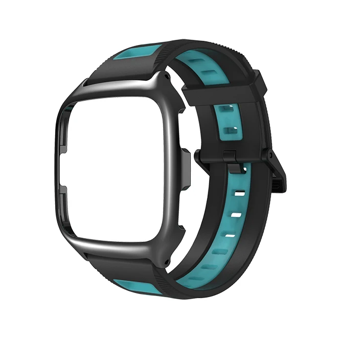 Black Blue Mijobs силиконовый ремешок чехол для Fitbit Versa Lite браслет умные часы для Fitbit Versa чехол с браслетом аксессуары ремешок на запястье - Цвет: Black Blue