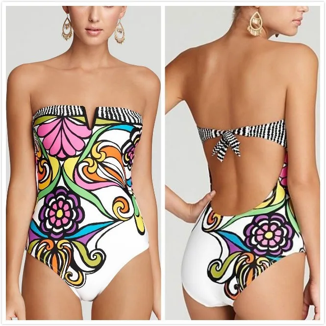 Брендовый купальник сексуальный цельный цветочный принт высокая талия большая