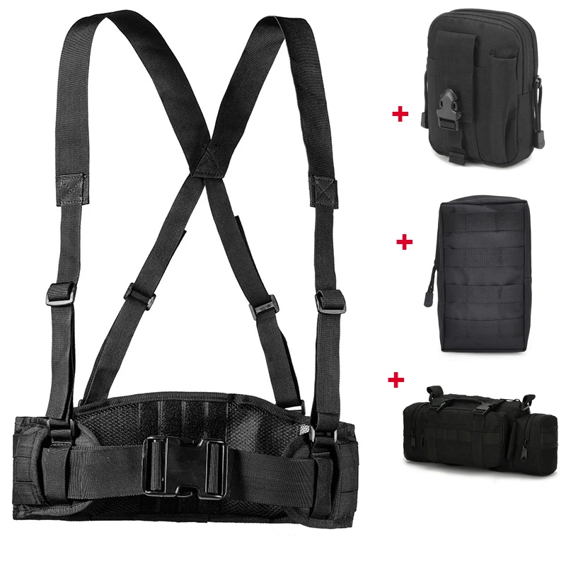 black 4 Тактический ремень Molle мужской армейский Военный Специальный 1000D нейлоновый ремень удобный боевой пояс EAS h-образный Регулируемый мягкий - Цвет: black 4