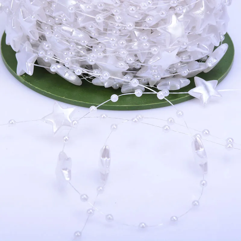 60 метров/рулон 14 мм звезда 3 жемчужная цепочка для свадебной вечеринки цветы