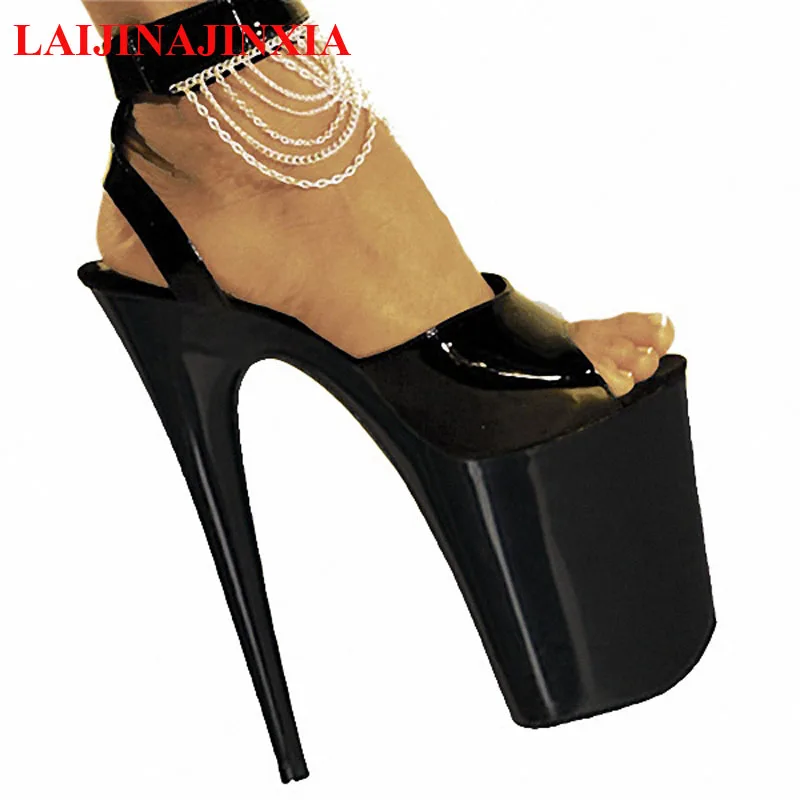 New Black Women's Platform Sandals Pole Dancing Shoes 8 Inch High Heels Shoes Nightclub Dance Shoes E-081