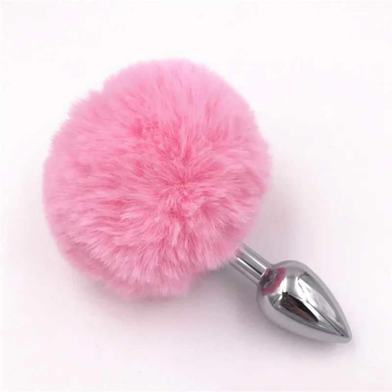 3 Size Anal Plug Pink Rabbit Tail Stainless Steel Butt Plugs Anus Insert Stopper Fetish Sex Toys for Men and Women H8-59B | Красота и