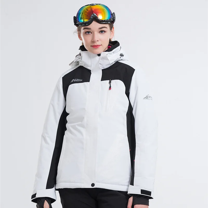 White jacket Новинка, лыжный костюм, водонепроницаемые женские куртки для сноубординга+ штаны, теплая зимняя куртка, лыжные комплекты белого цвета, женская брендовая Лыжная одежда - Цвет: White jacket