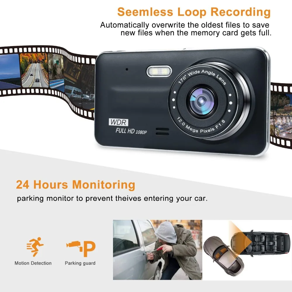 Eaglecam 2019 Dash Cam новый двойной объектив Автомобильный видеорегистратор камера Full HD