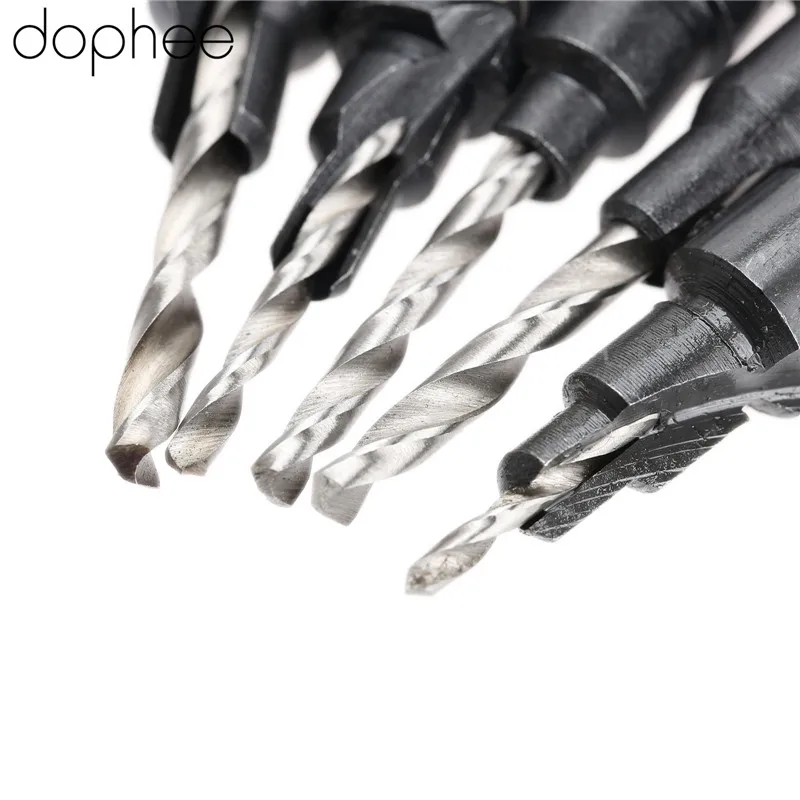 Dophee 5 шт. Набор сменных Сверл из быстрорежущей стали для зенковки древесины + 1/4