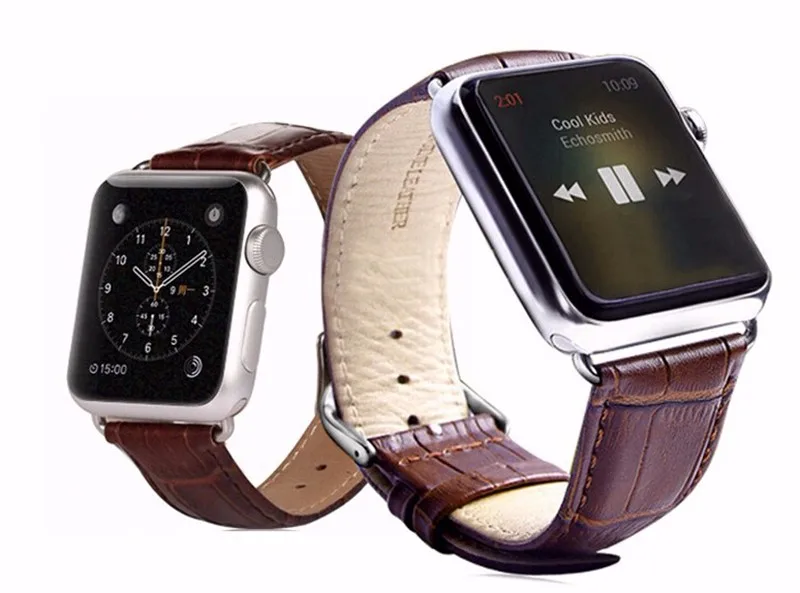 Черный коричневый ремешок для часов из натуральной телячьей кожи застежка