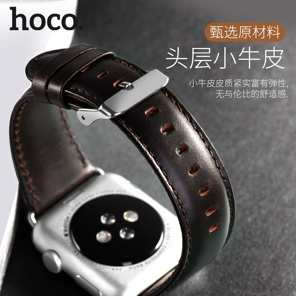 HOCO Genuine Leather Bracelet For Apple Watch Band 42mm 38mm / 44mm 40mm Series 5 4 3 2 1 Strap iWatch Watchband | Наручные часы