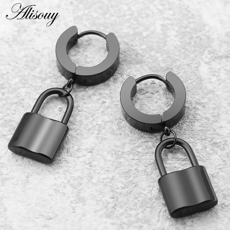 Alisouy, 2 шт., подвеска из нержавеющей стали, Висячие Серьги Huggie для женщин и мужчин, унисекс, ювелирные изделия, серьги-подвески в стиле панк-рок, вечерние ювелирные изделия
