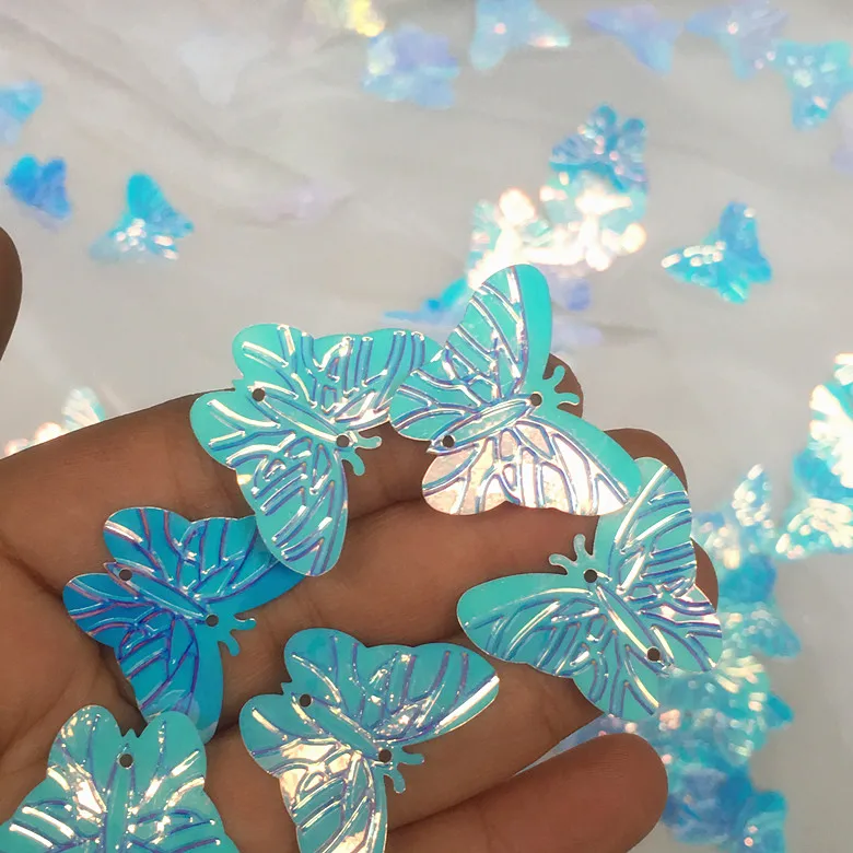 Beautiful Shining Butterfly Sequins Rainbow Blue Lifelike Decoration Materials Accessories For Wedding Dress | Дом и сад