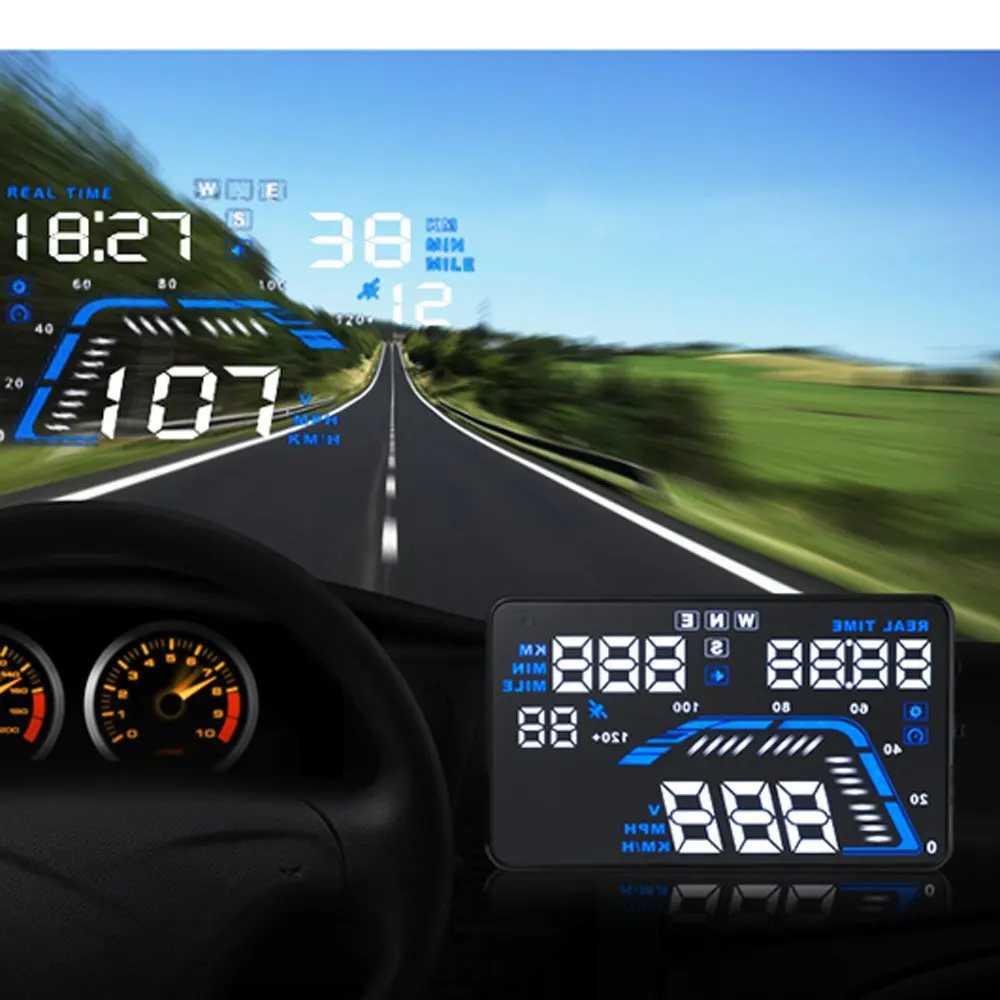 Q7 Head Up Дисплей 5 &quotУниверсальный Авто HUD спидометров Overspeed Предупреждение Dashboard