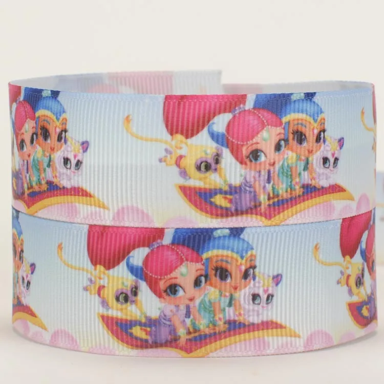 NEW 50 yards cartoon Shimmer and Shine girl printed grosgrain ribbon free shipping | Дом и сад