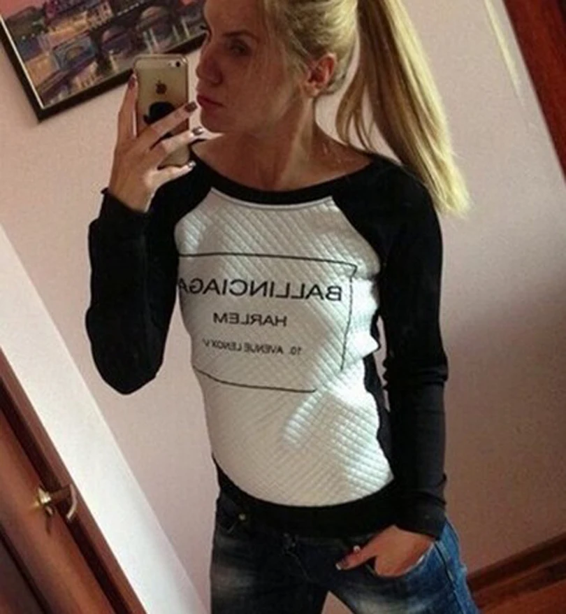 Женщины толстовка весна осень длинный рукав женщины надписи печать толстовки