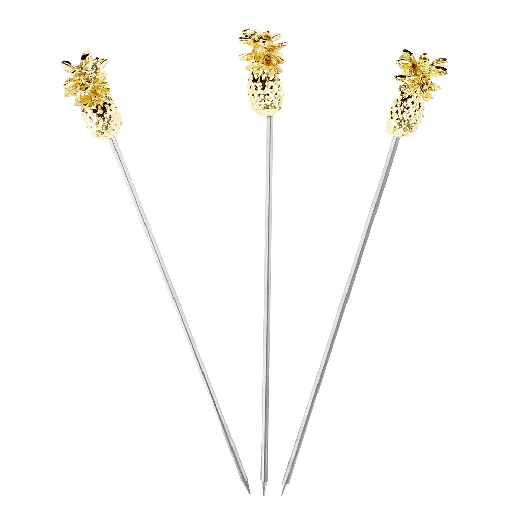 3 шт. палочки из нержавеющей стали с фруктами и ананасами для коктейлей