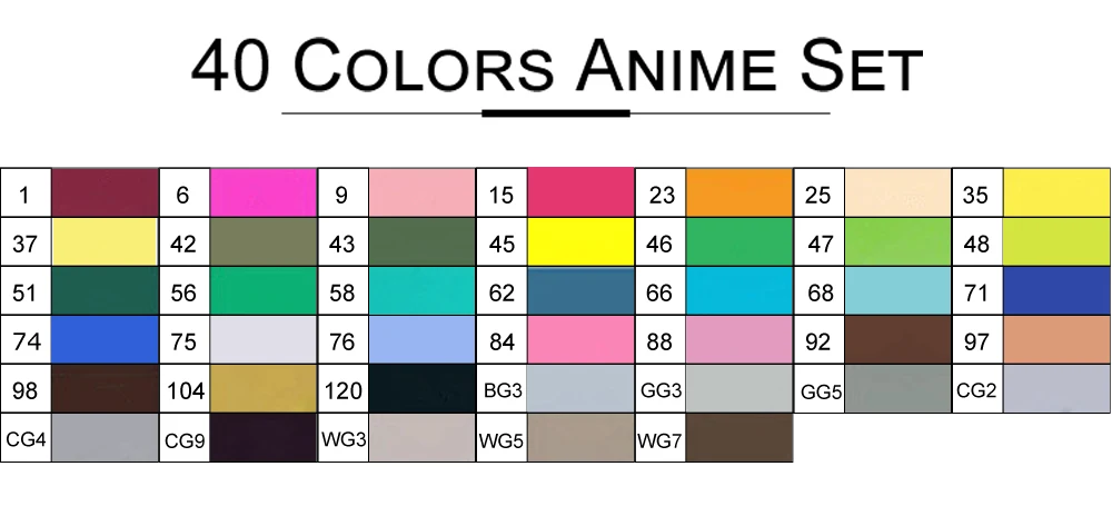 40Color Anime Set Маркер TouchFIVE 30/40/60/80/168 цветов маркеры для рисования набор двойной головкой художественный эскиз жирной ручка манга ручка Набор для рисования - Цвет: 40Color Anime Set