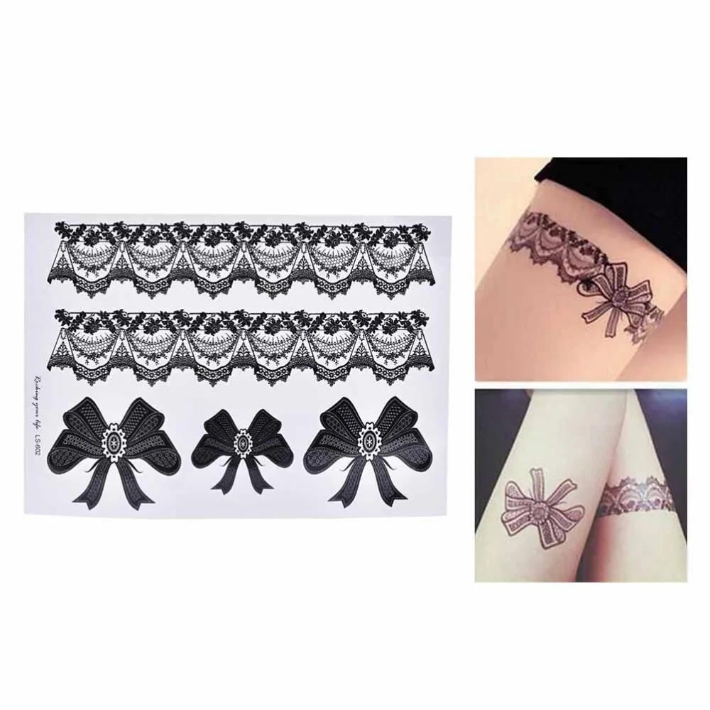 

1 Pc Waterproof Temporary Tattoo Sticker on Body Leg Water Transfer Sexy Lace Stocking Fake Flash Tattoo for Girl Women