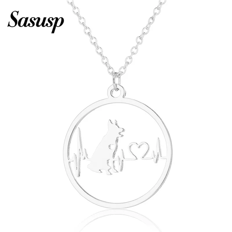 Женское колье с сердечком Sasusp немецкая подвеска овчарка
