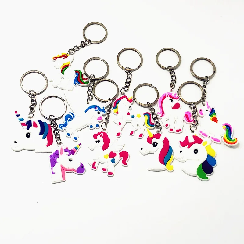 10 шт./компл. милый мультяшный брелок с единорогом из ПВХ для ключей Моя маленькая