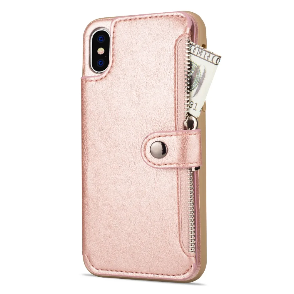 Ретро чехол на молнии s для iPhone 8, 7, 6 S, 6 Plus, чехол для iPhone X, XS, MAX, XR, много держателей карт, кожаный бумажник, чехол для телефона