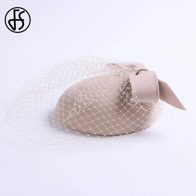 Khaki Pillbox hat FS вуалетки, шерсть, фетр, Коктейльная шляпа для женщин, элегантная, розовая, для девушек, свадебное платье, чай, вечерние, Pillbox, шерсть, Pillbox, Fedoras - Цвет: Khaki Pillbox hat